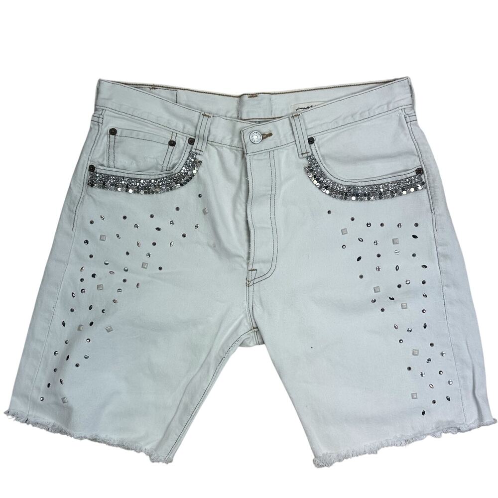 Free People Tricia Fix Beaded Low Rise denim shorts